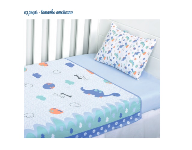 Jogo-berço Minasrey Bebe Masculino Algodão Estampado 3pçs