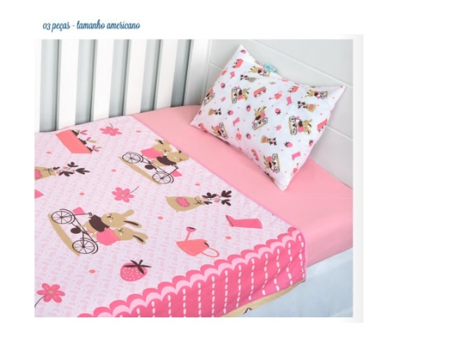 Jogo-berço Minasrey Bebe Feminino Algodão Estampado 3pçs