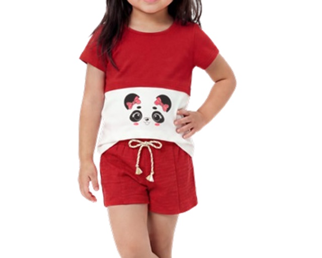Conjunto Wilbertex Primeiros Passos Feminino Manga Curta Malha Short