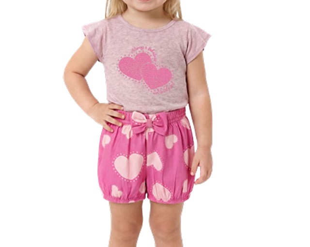 Conjunto Wilbertex Primeiros Passos Feminino Manga Curta Malha Short