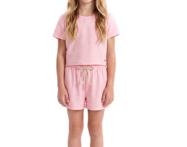 Conjunto Wilbertex Juvenil Feminino Manga Curta Malha Trabalhada Sh