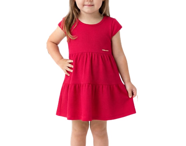 Vestido Wilbertex Primeiros Passos Manga Japonesa Malha Waffle