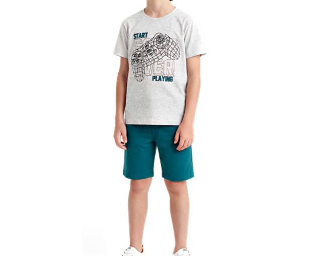 Conjunto Wkids Juvenil Masculino Manga Curta Malha