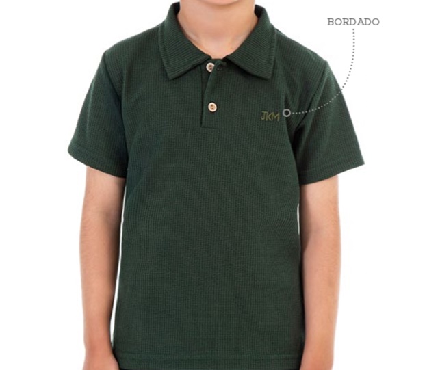 Polo Jaki Infantil Masculino Manga Curta Malha Waffer Botão