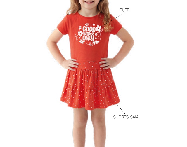 Conjunto Bichobagunça Infantil Feminino Manga Curta Cotton Saia