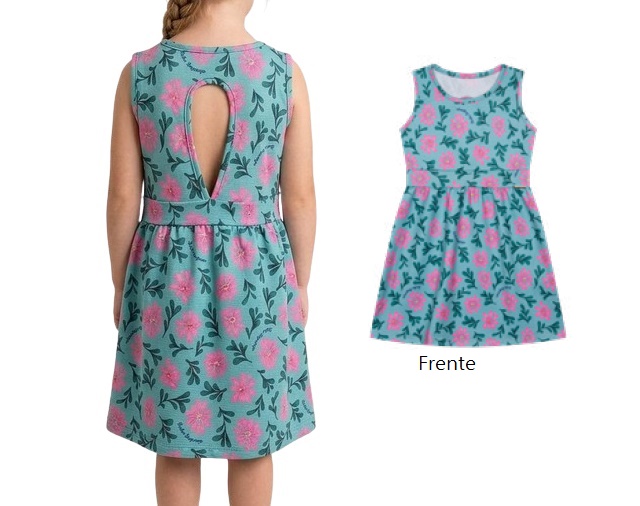 Vestido Bichobagunça Infantil Regata Malha Anarruga Sublim