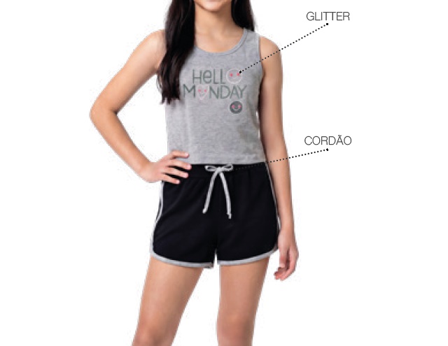 Conjunto Bichobagunça Juvenil Feminino Regata Cotton Short