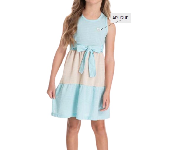 Vestido Pimentinha Infantil Regata Malha Trabalhada Poá