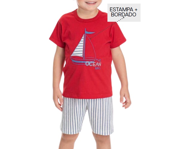Conjunto Pimentinha Primeiros Passos Masculino Manga Curta Malha