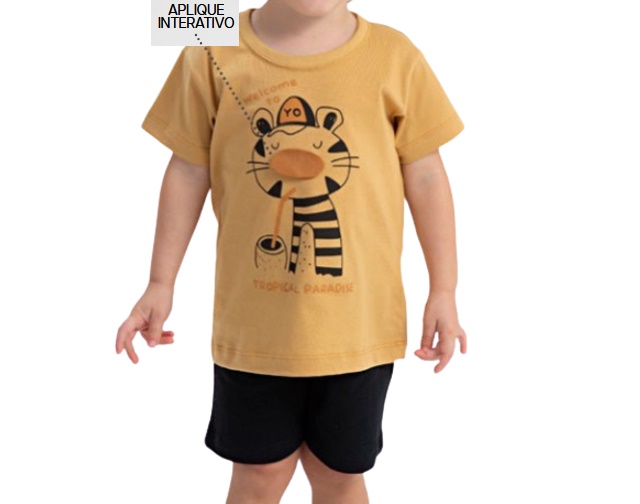 Conjunto Fashionk Primeiros Passos Masculino Manga Curta Malha