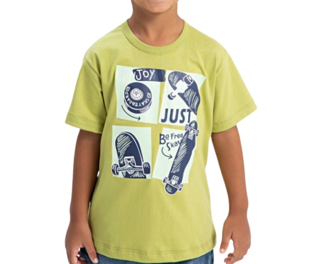 Camiseta Fashionk Infantil Masculina Manga Curta Malha