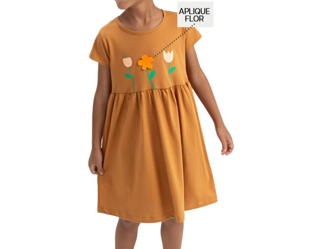 Vestido Fashionk Infantil Manga Curta Malha