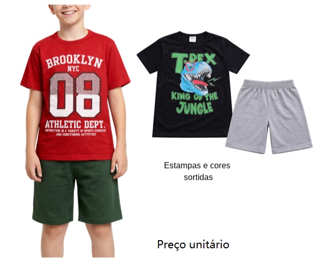 Conjunto Pituki Juvenil Masculino Manga Curta Malha