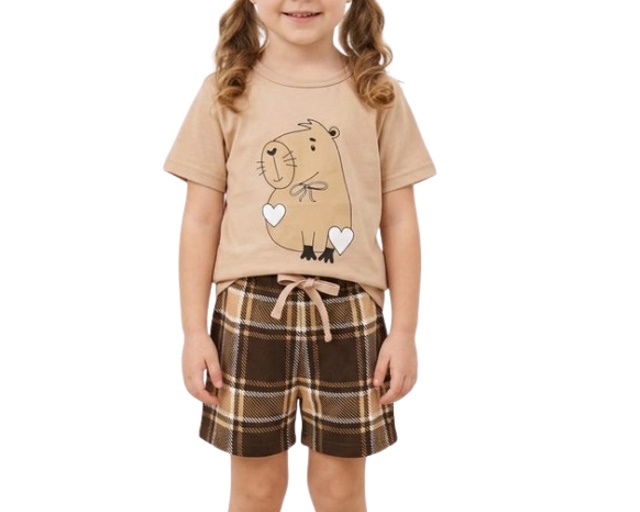 Pijama Anjodossonhos Infantil Feminino Manga Curta Malha Pv Short