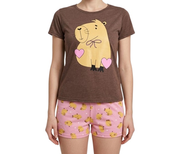 Pijama Anjodossonhos Adulto Feminino Manga Curta Malha Pv Short