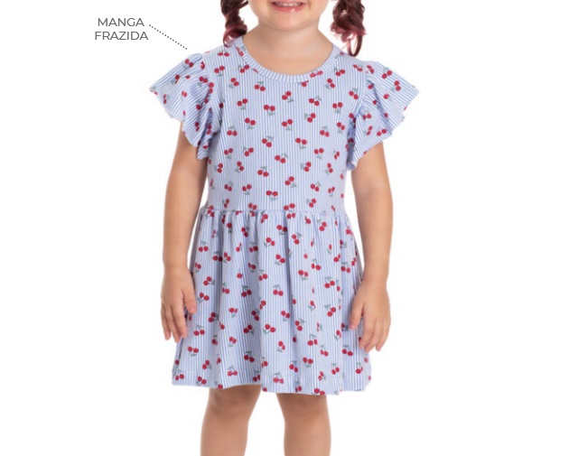 Vestido Jidi Primeiros Passos Manga Curta Cotton Estampado