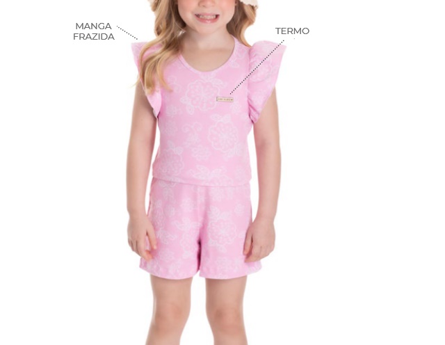 Conjunto Jidi Primeiros Passos Feminino Manga Japonesa Cotton Short