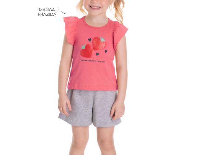 Conjunto Jidi Primeiros Passos Feminino Manga Japonesa Malha Short