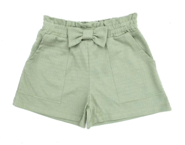 Short Rose Infantil Feminino Malha Trabalhada Poá 2bolsos