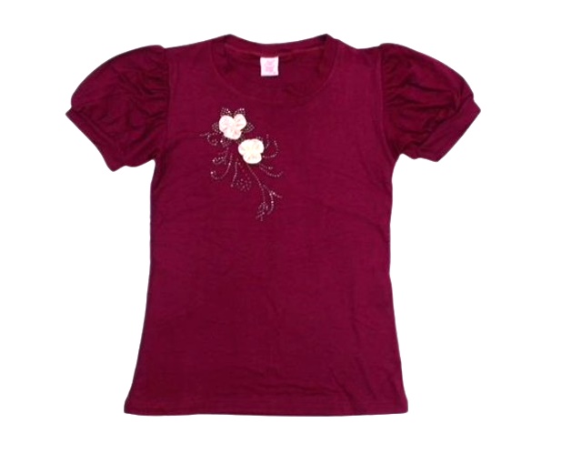 Blusa Rose Juvenil Feminina Manga Curta Viscolycra Strass