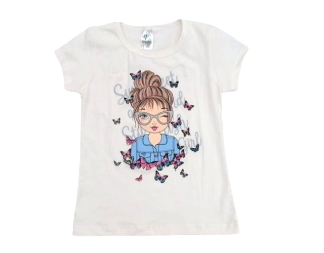Blusa Lookinhos Infantil Feminina Manga Curta Cotton
