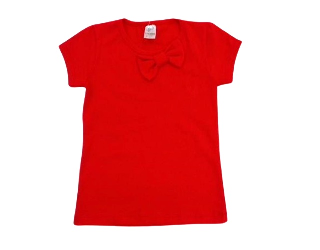 Blusa Lookinhos Infantil Feminina Manga Curta Cotton Laço