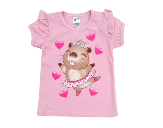 Blusa Lookinhos Primeiros Passos Feminina Manga Curta Cotton