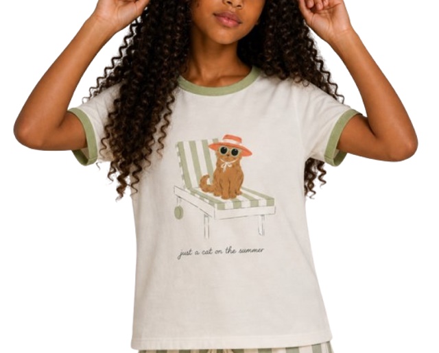 Blusa Kalele Juvenil Feminina Manga Curta Cotton