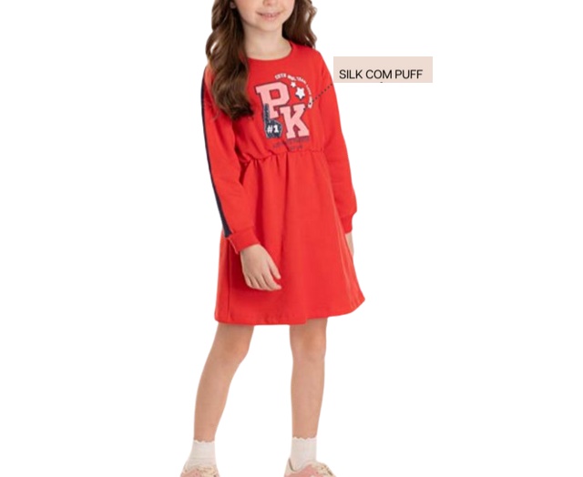 Vestido Pimentinha Infantil Manga Longa Moletom