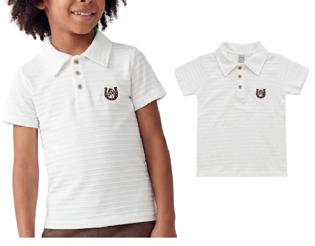 Polo Fantoni Infantil Masculino Manga Curta Malha Trabalhada