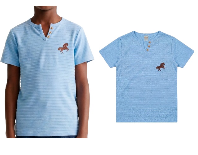 Camiseta Fantoni Juvenil Masculina Manga Curta Malha Trabalhada