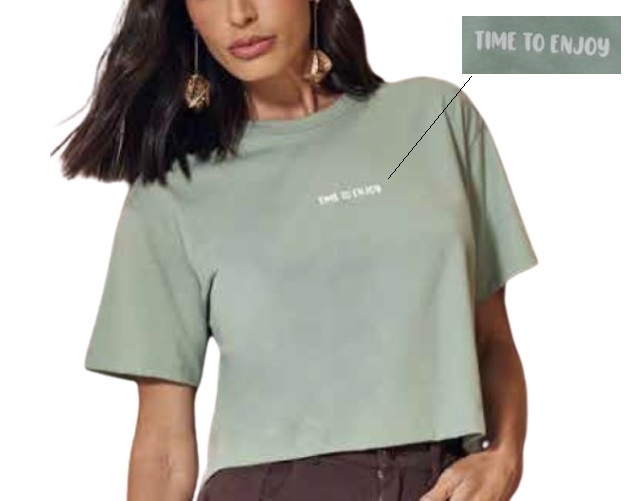 Blusa Feliny Adulto Feminina Manga Curta Malha Cropped