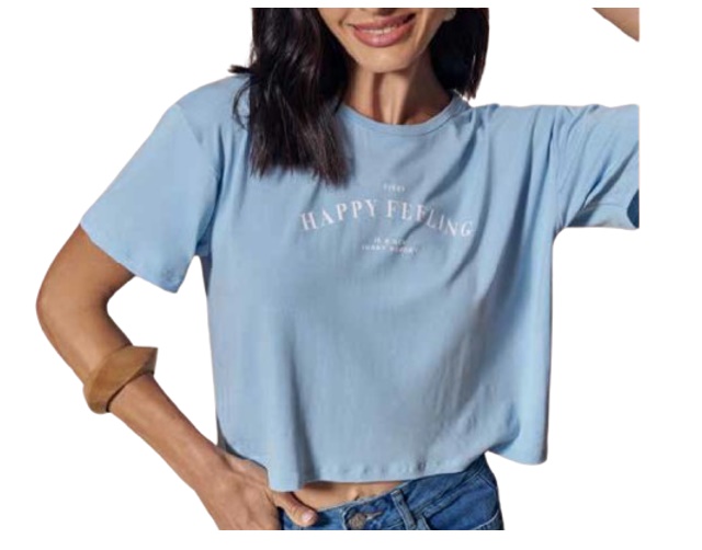 Blusa Feliny Adulto Feminina Manga Curta Viscolycra Cropped