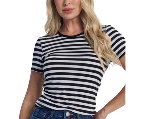 Blusa Rechsul Adulto Feminina Manga Curta Viscose Listrada