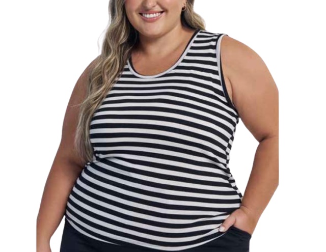 Blusa Rechsul Adulto Extra Grande Feminina Regata Viscolycra Listrada