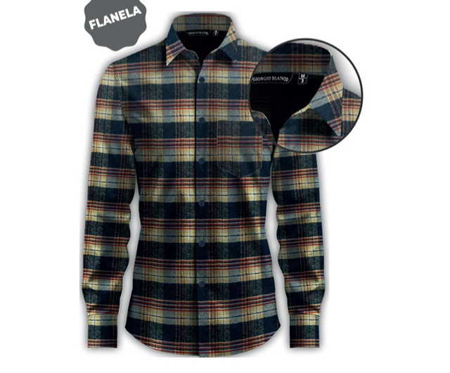 Camisa Giorgiobianco Adulto Masculina Manga Longa Flanela Xadrez Bo