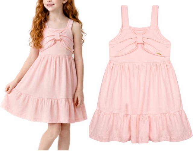 Vestido Randa Infantil Regata Cotton Anarruga