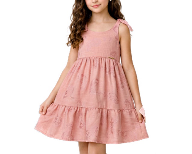 Vestido Randa Infantil Alça Viscose Bordado