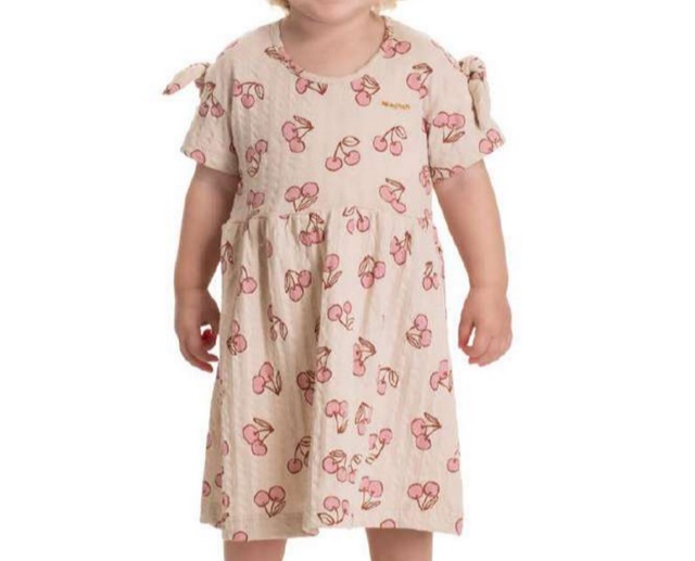Vestido Babyvest Primeiros Passos Manga Curta Malha Trabalhada