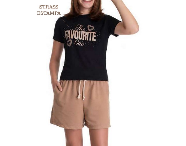 Conjunto Adulteens Juvenil Feminino Manga Curta Malha Short
