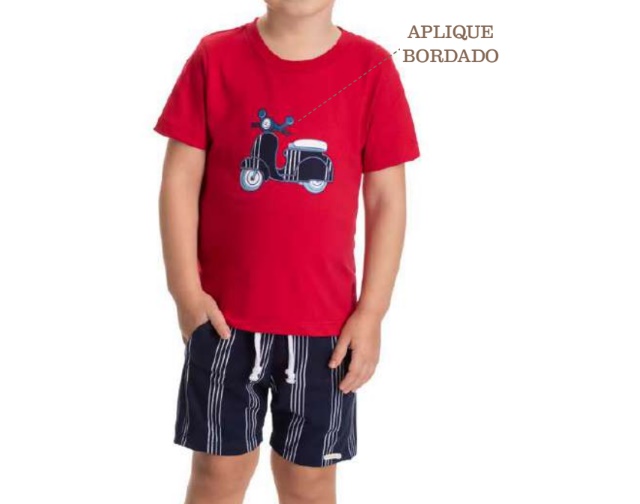 Conjunto Babyvest Primeiros Passos Masculino Manga Curta Malha