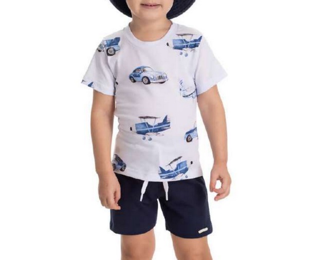 Conjunto Babyvest Primeiros Passos Masculino Manga Curta Malha