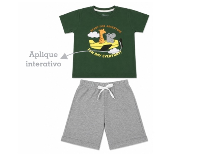Conjunto Ddn Primeiros Passos Masculino Manga Curta Malha