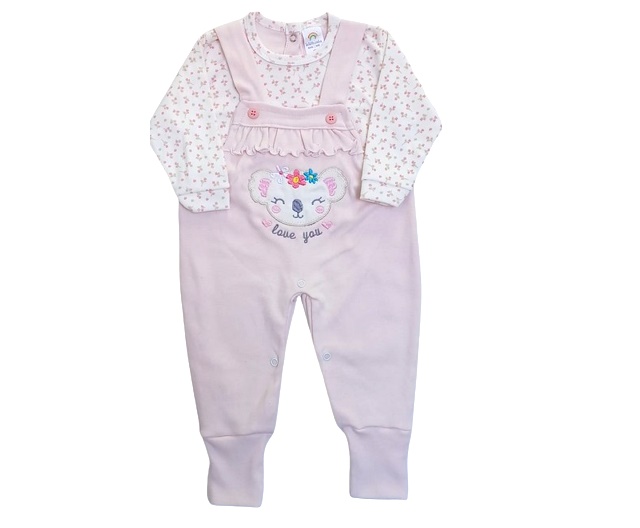 Macacão Bebelezinha Bebe Feminino Longo Suedine Pé Revers