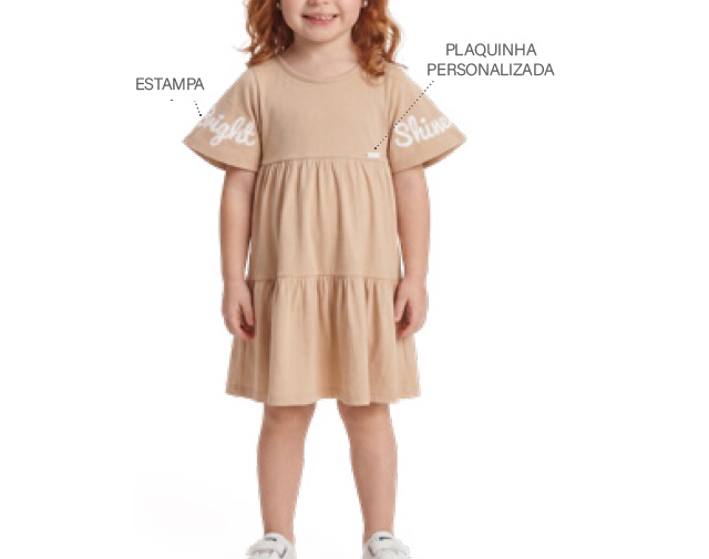 Vestido Ralakids Primeiros Passos Manga Curta Malha