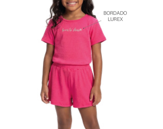 Conjunto Ralakids Infantil Feminino Manga Curta Anarruga Short