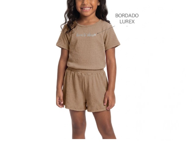 Conjunto Ralakids Juvenil Feminino Manga Curta Anarruga Short
