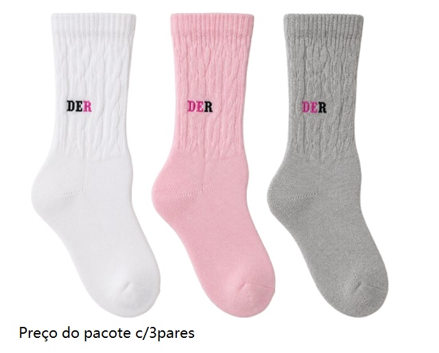 Meia Defender Adulto Feminina Algodão Aeróbica Sortida (c/3)