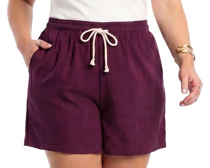 Short Bstar Adulto Extra Grande Feminino Linho 2bolsos