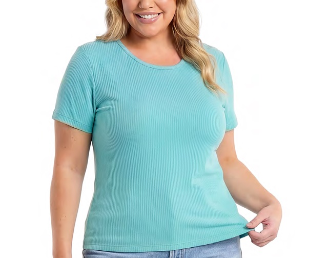 Blusa Bstar Adulto Extra Grande Feminina Manga Curta Viscolycra Canelada
